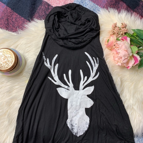 [Sleeveless Cowl] Neck Dress Deer w Antlers - Picture 2 of 4